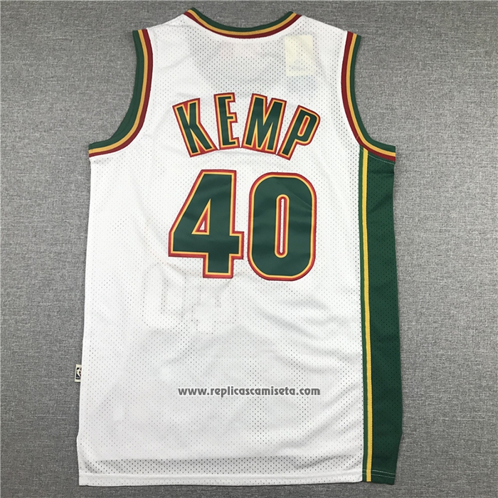 Camiseta Seattle SuperSonics Shawn Kemp #40 Historic Retro Blanco